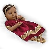 The Ashton-Drake Galleries Lifelike Indian Baby Doll in Custom Satin Dress: Weighted with Hand-Rooted Hair
