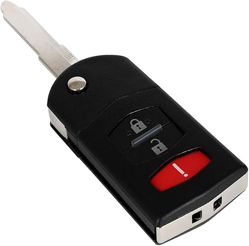 OCPTY 1 llavero sin cortar con control remoto de entrada abatible (carcasa de carcasa) Reemplazo para Mazda 2 3 5 CX-7 CX-9 BGBX1T478SKE125-01