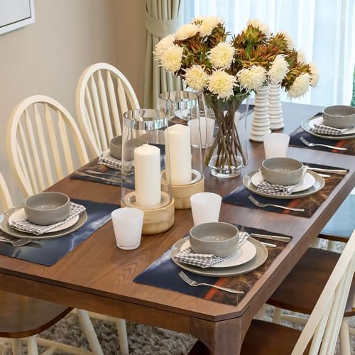 Sets de table haut de gamme aspect lin double couche résistants à la chaleur - 7