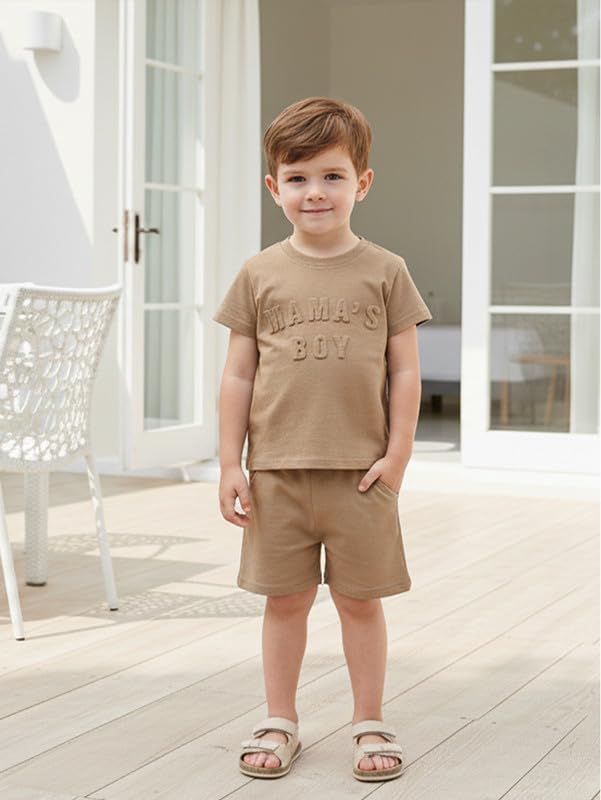 Toddler Baby Boy Summer Clothes Letter T Shirt Elastic Waist Shorts with Pockets 2Pcs Casual Outfit - Image 2