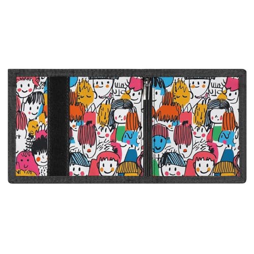 Cartoon Faces Hand-Drawn Graffitin wallet for men women change wallets coin pouch4