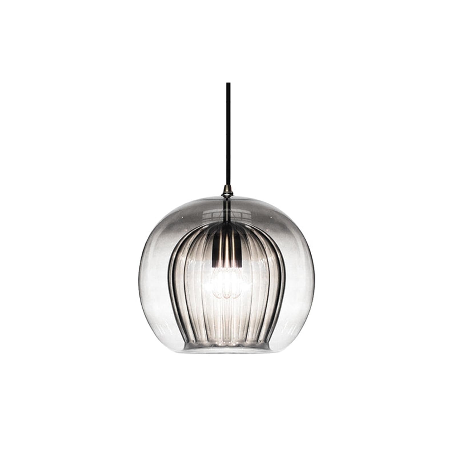 PLQWUJD Exquisite Chandelier Globe Ceiling Light Fixture Glass Ceiling Lamp Double Layer Close to Ceiling Light LED Pendant Lighting E14 Chandelier Decorative(Gray,15cm)