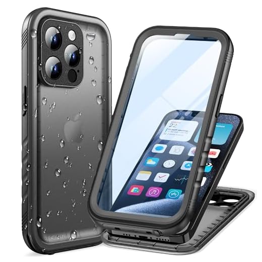 Cozycase Coque pour iPhone 15 Pro Etanche Antichoc - 360 degres Integral Incassable Militaire Résistante Housse IP68 Waterproof Chantier Anti Choc Eau Poussière Coque 15 Pro Case Bumper Rigide - Noir