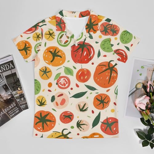 Boys' Classic Polo Shirts Short Sleeve Moisture-Wicking Golf & Tennis Shirts for Youth Teens Colorful Tomatoes3