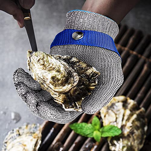 Schnittschutzhandschuhe, Waflyer Edelstahl Draht Metall Mesh Arbeitshandschuhe, Leistungsfähiger Level 9 Schutz, Schnittfeste Handschuhe Kettenhandschuh Küche Austernhandschuh mit Ininnenhandschuhe,XL Cover