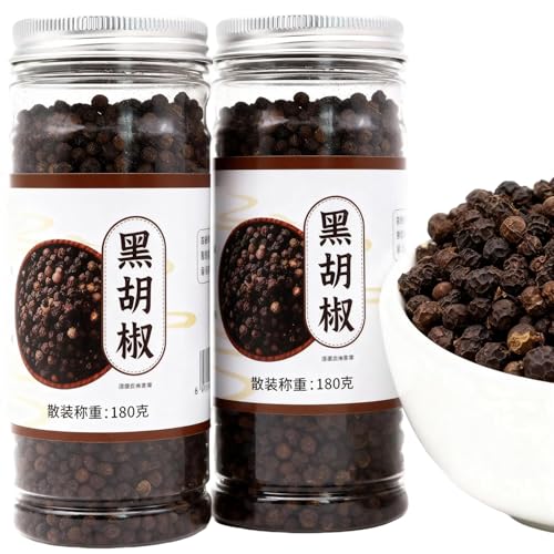 Pimienta Negra Entera (360 G), Condimento Natural de Primera Calidad, Recién Empacado para Rellenar en el Molinillo, Resellable, Sin OMG, Sin Gluten, Paquete de 2