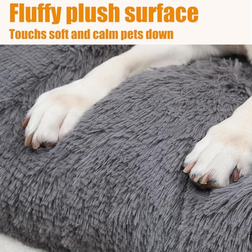 LuckyZoo77 Hundebett, Flauschige Hundematten, 50x40cm hundekissen waschbar mit weicher Polsterung, rutschfest, für kleine Hunde & Katzen, Dunkelgrau