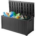Yardgrace 200 Gallon Deck Boxes Outdoor Waterproof, Outdoor Storage Box with Lockable Lid & UV-Resistant for Patio Furniture, Outdoor Cushions, Garden Tools and Pool Supplies, Black