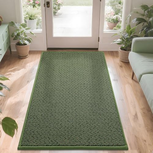 COSY HOMEER Dirt Trapper Door Mat 36"x60" Non Slip Washable Green