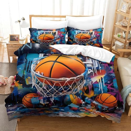Housse de couette basket anti-allergie en microfibre douce avec zip solide - 3