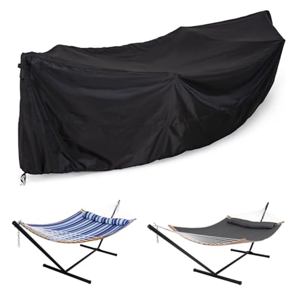 Housse de chaise longue suspendue d'extérieur en tissu Oxford 600D résistant à l'eau pour balancelle et fauteuil inclinable, noir, 381 x 150 x 79 cm