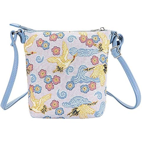 Signare Tapestry Small Crossbody Bag Sling Bag for Women with Bird Designs (Japanese Crane) Cover