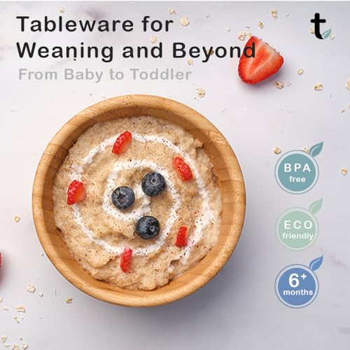 Tiggi Bamboo Baby Bowl from Suction Base Baby Weaning Bowl (Dusky Blue) - Image 2