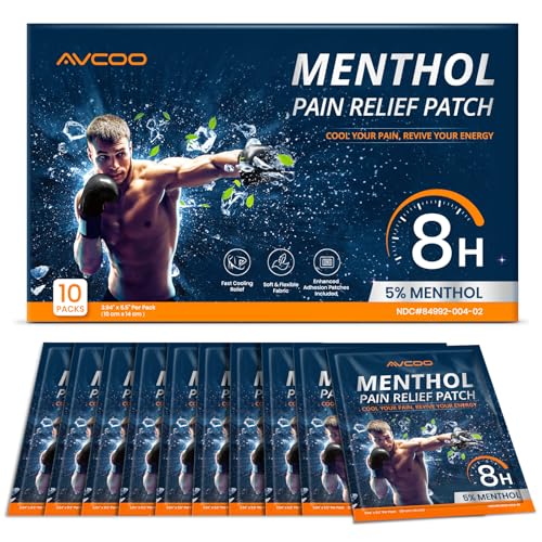 Pain Relief Patches with Enhanced Adhesion Patches for Superior Stickiness, 5% Menthol for Fast-Acting & Targeted Pain Relief for Back, Shoulder, Joint, Muscle, FSA/HSA Eligible, Soft Fabric, 10 Count