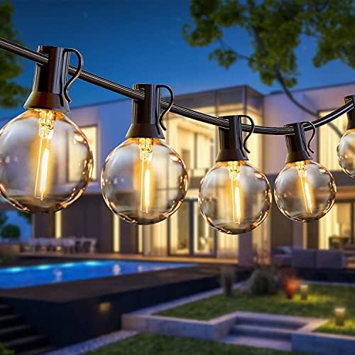 Svater 100FT Outdoor String Lights LED Mains Powered, G40 Globe String Lights with 50 Plastic Bulbs, 1W 2700K Warm White Waterproof Shatterproof Festoon Lights for Garden Patio Outside Balcony Gazebo