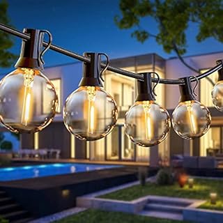 Svater 100FT Outdoor String Lights LED Mains Powered, G40 Globe String Lights with 50 Plastic Bulbs, 1W 2700K Warm White Waterproof Shatterproof Festoon Lights for Garden Patio Outside Balcony Gazebo