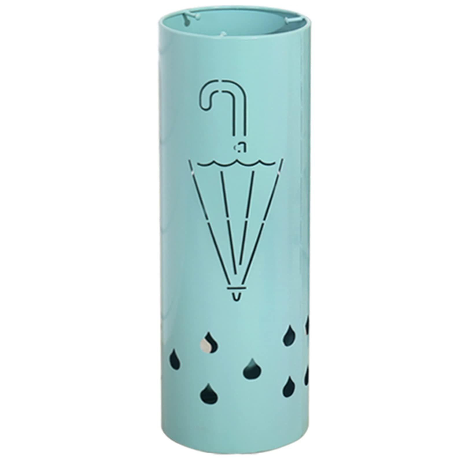 HYLYGFH Round Iron Umbrella Stand - Hollow-Carved Design with Umbrella Pattern, Anti-Rust Multi-Purpose Decorative Storage Holder, Stylish Blue Umbrella Rack for Home & Office
