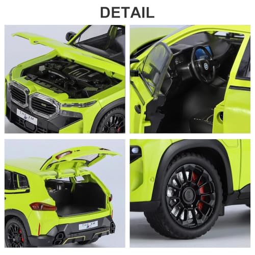 Image of 1:24 B.M.W XM SUV Diecast Alloy Model Car - Pull Back Toy Vehicle with Sound, Lights, Openable Doors - Metal Sports Car Toy Gift for Boys & Kids (Green)