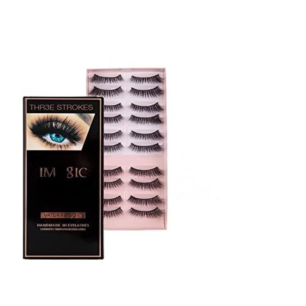 GNASTAS Imagic Professional Synthetic Fibers False Eyelashes, Natural & soft 100% Handmade 3D Eyelashes Pack 10 Pairs (pack of 1)