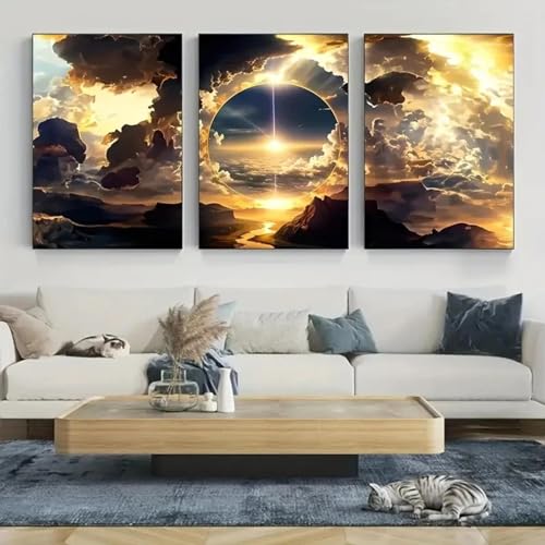 Art mural abstrait et poétique d'un ciel aux nuages blancs pour évader votre esprit
