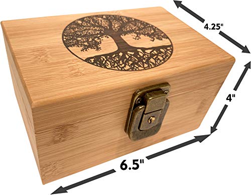 Tree of Life Stash Box Combo - Grinder Stash Jar and Rolling Tray - Stash Box with Lock Locking Stash Box Wood Stash Boxes(Tree Of Life)
