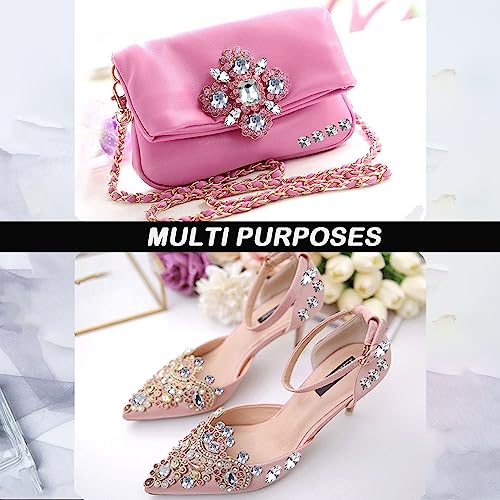 Yixinly 236 Stück Strasssteine zum Aufnähen, Große Strasssteine zum Nähen mit Krallen, Metall Krappenfassung Glas Nähen Edelsteine​für DIY-Bastelkleidung, Kleidungs, Schuhe, Taschen (Weiß)