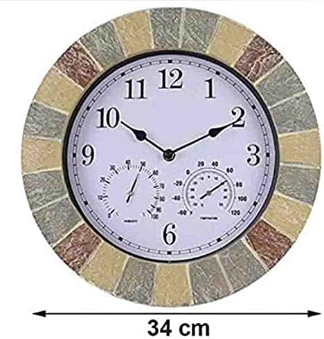 14 Inch Garden Clocks with Thermometer and Hygrometer Outdoor Retro Wall Clock Battery Operated Non Ticking Decorative Clocks