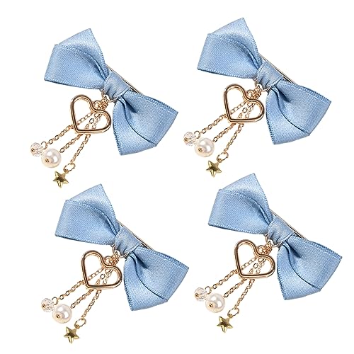 HONITANO 4個レディース 蝶結び ヘアクリップ タッセル付き 髪留め 髪飾り ヘアピン 誕生日祭り パーティー用 おしゃれで軽量