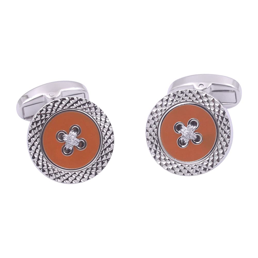 Boutons de manchette orange | Cadeau pour mari pour homme | Cadeau d'anniversaire pour papa