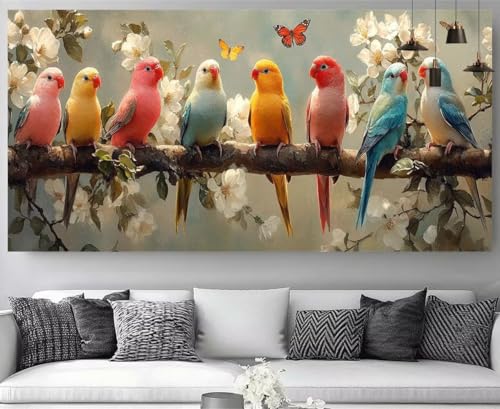 Tableau strass diamant canevas débutant oiseau point de croix cristal