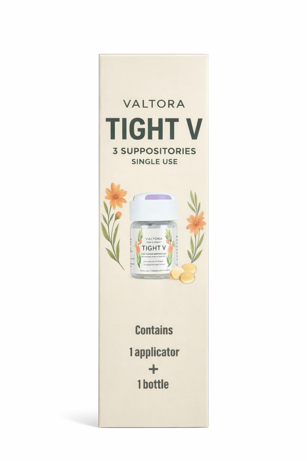 Tight V Plant-Based Feminine Wellness Suppositories pH-Friendly Intimate Care Refresh Cleanse 3-Day Support
