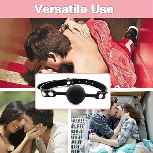 Image of Leather Restraints Ball Mouth Plug Silicone Bondage Ball Gag Silicone Bondage Ball Gag for Sex, BDSM Restraints Toys Sex Gag Muzzles (B3)