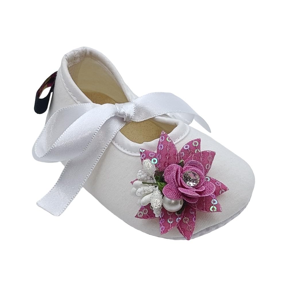 rsmart Baby Girls & Boys White Soft Sole Shoes with Pink Floral-picture-35