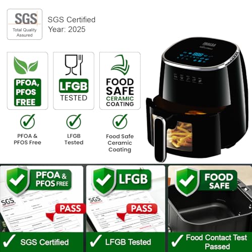 INALSA Non-Toxic Ceramic Coated Air fryer 5.5 L & 1600 W Power|No PTFE, PFAS, PFOA & Microplastics|Visible Window|Digital Touch Panel,8 Presets|Low... - Image 3