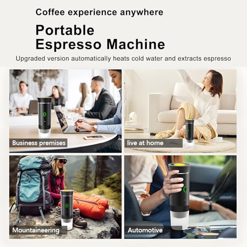 Image of Portable Electric Pod Coffee Maker, Battery Powered for Camping and Travel, 12V Car Coffee Maker with Self-Warming, Compatible with NS Pods and Ground Coffee