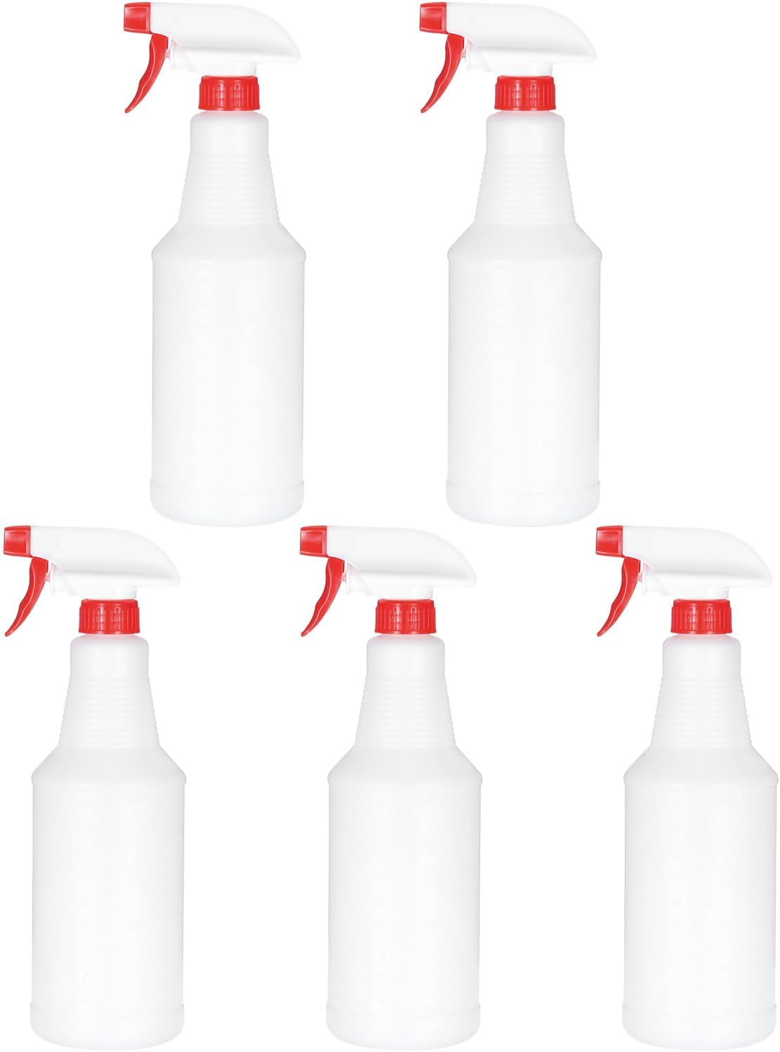 PATIKIL 750ml/24oz Plastic Spray Bottles, 5pcs Adjustable Nozzle Refillable Leak Proof Empty Water Mist Stream Sprayer for Cleaning Solutions Plants Hair, Red