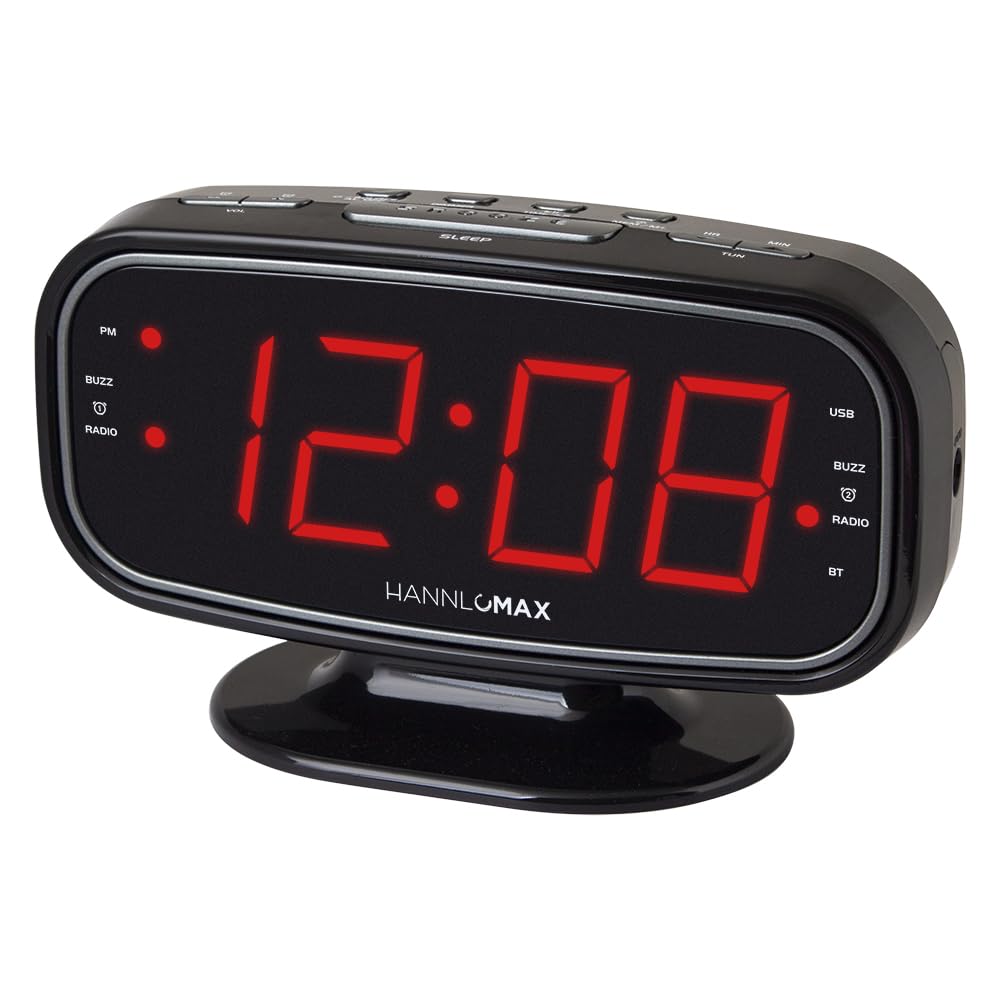 HANNLOMAX HX-153CR PLL AM/FM Radio Alarm Clock, 1.8