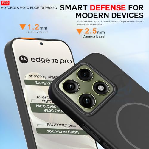 Image of AESTMO Shockproof Back Case Cover for Moto Edge 70 Pro 5G | Slim Hard Shell | Hard Back Cover for Moto Edge 70 Pro 5G (Compatible with MagSafe Accessories, Black)