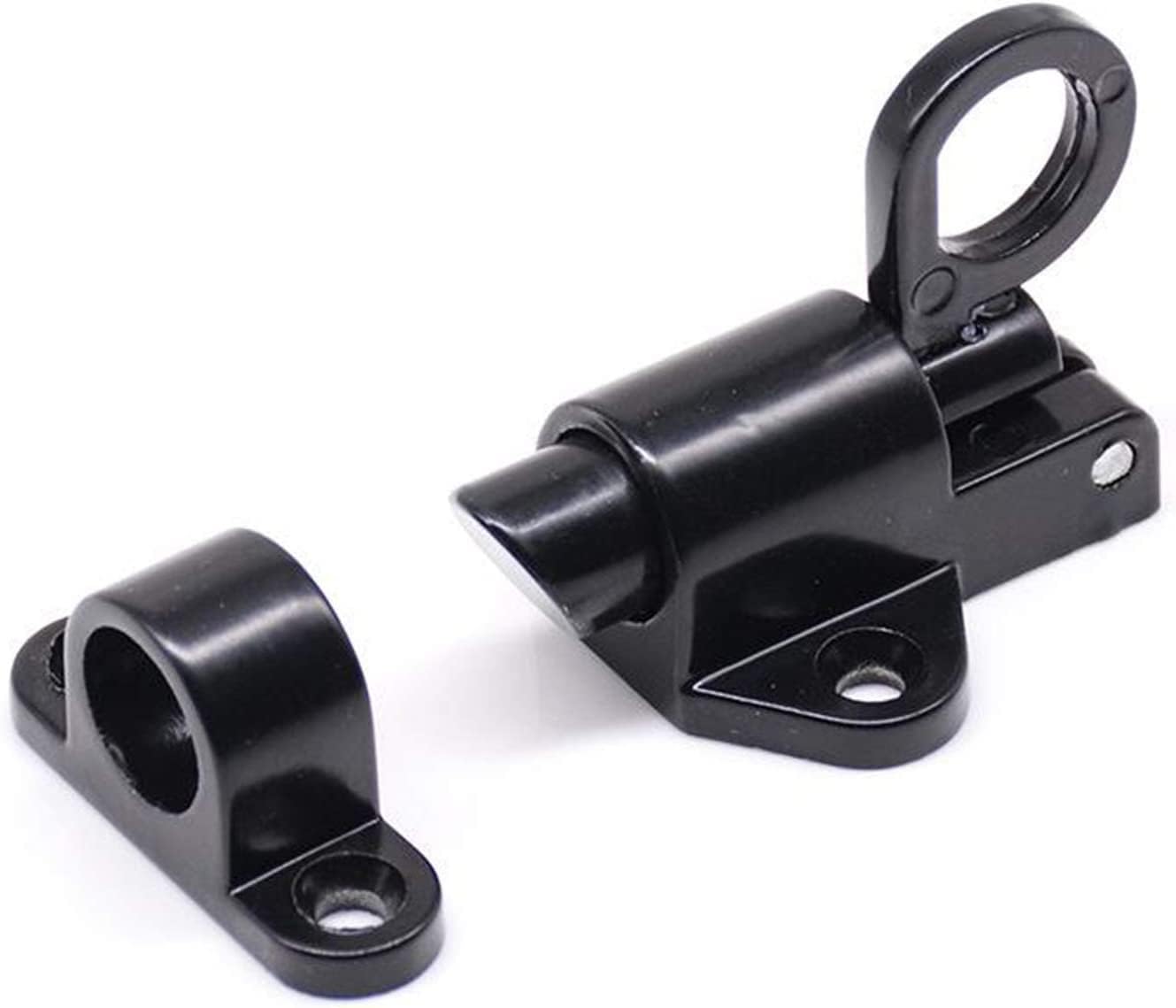 Slide Bolt Door Lock Hasp,Gate Bolt,2pcs Metal Door Attic Door Window Gate Security Pull Ring Door Bolt Security Latch Hasp Sliding Lock,White (Color : White) (Black)