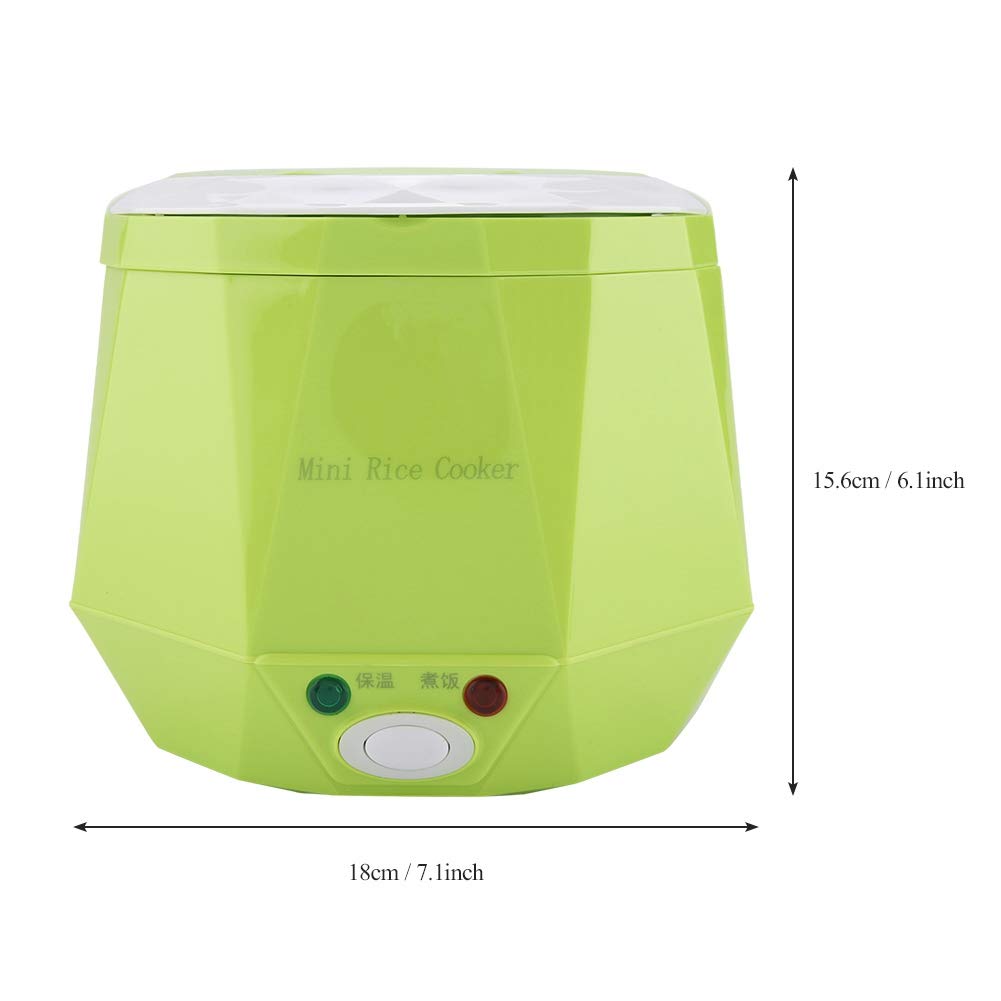 Olla arrocera portátil, mini arrocera, olla eléctrica multifuncional portátil para cocinar al vapor, ideal para viajes, camping, sopas, cereales, avena y guisos de verduras. (Green)