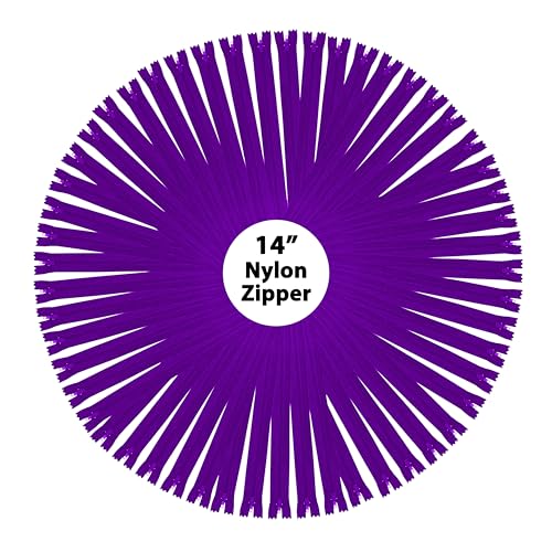 Image of Mandala Crafts 80 PCs Purple Closed-End 14 Inches Nylon Zippers for Sewing