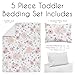 Sweet Jojo Designs 5-Piece Toddler Bedding Set (Pink/Grey Boho Floral) for Girls, Kids incl. Bed in a Bag Comforter, Blanket, Pillowcase, Sham & Sheets (Watercolor, Elegant Rose, Farmhouse, Nature)