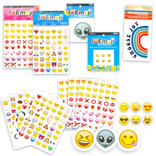 Emoji Stickers Bulk Variety Pack - Bundle with 1250+ Reusable Jumbo and Puffy Reward Stickers for Classroom Potty Training More | Smiley Face Emoticon Stickers for Kids Teachers (Styles May Vary)
