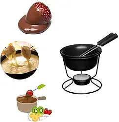 Kit Conjunto Fondue Panela Aparelho Cerâmica Antiaderente 5 Peças