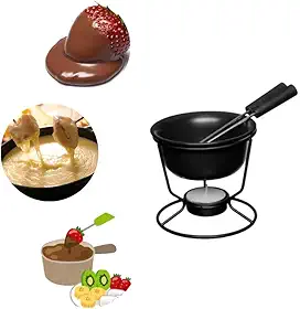 Kit Conjunto Fondue Panela Aparelho Cerâmica Antiaderente 5 Peças