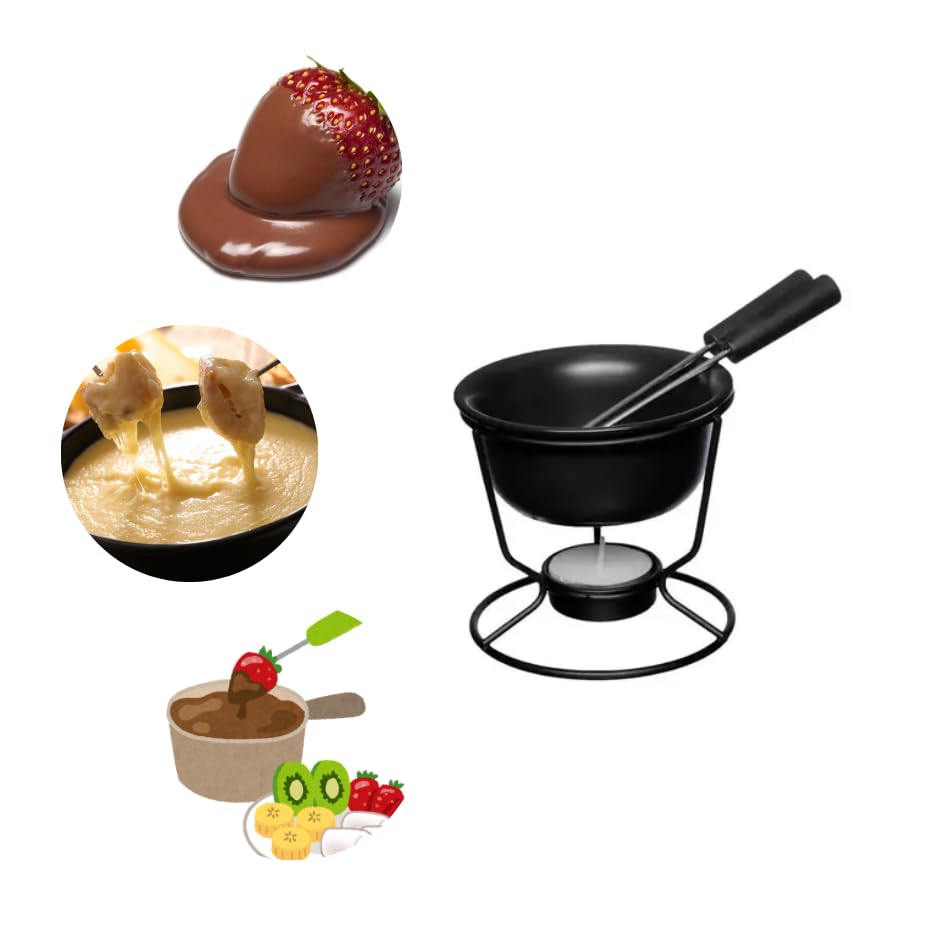 Kit Conjunto Fondue Panela Aparelho Cerâmica Antiaderente 5 Peças