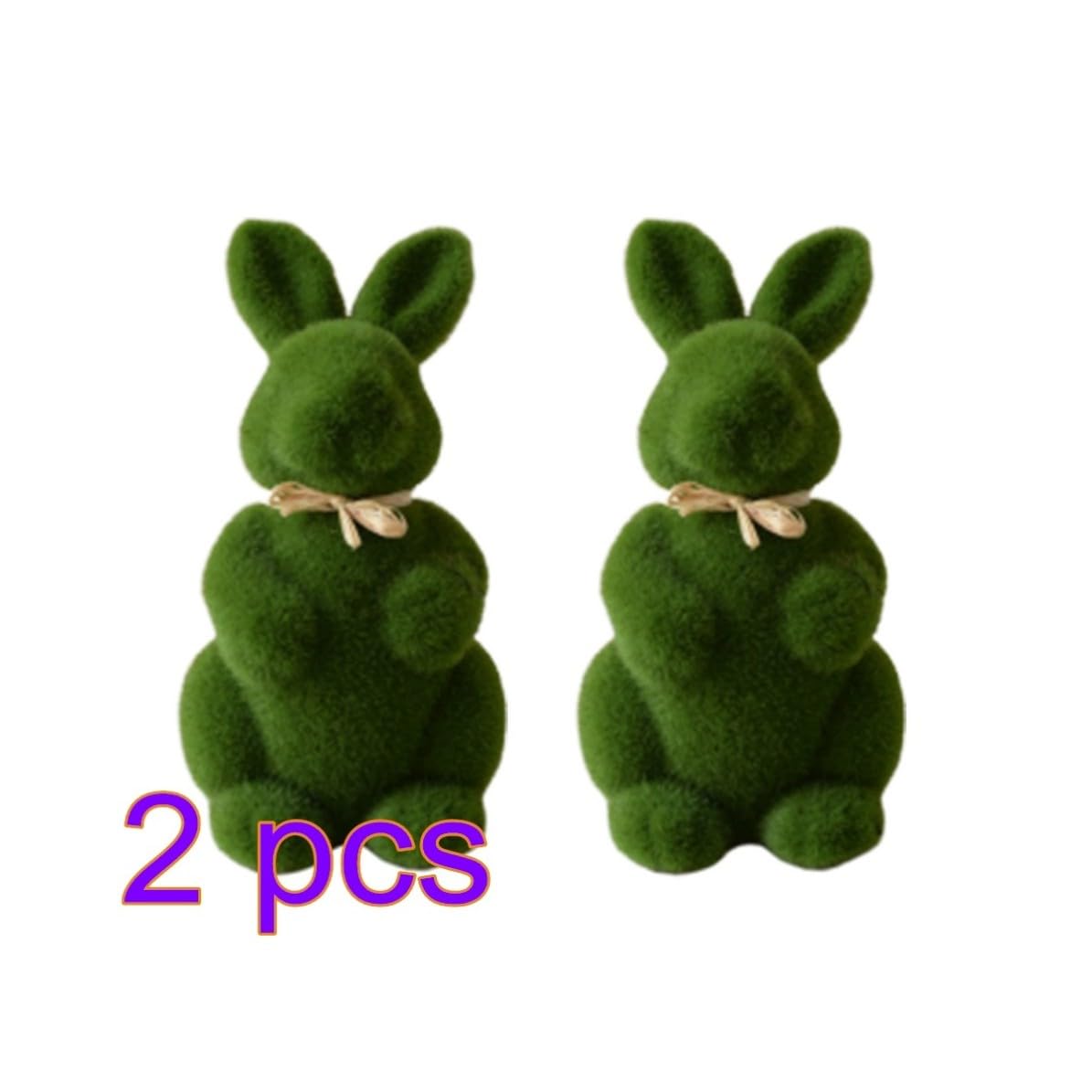 Luxshiny 4 Pezzi Statuetta Coniglio Muschio Artificiale Verde per Pasqua | Mini Ornamento da Tavolo, Finitura Realistica e Lavorazione Fine, per Famiglia e Amici, Stile Creativo