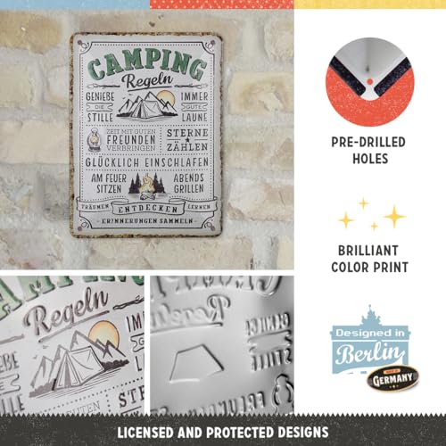 Nostalgic-Art Rules-Gift Idea for Camping Fans Made of metal, Vintage Design with Saying, 15 x 20 cm - Image 3