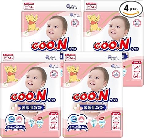 グーン 【テープ Sサイズ】グーンプラス 敏感肌設計 (4-8ｋｇ) 328枚(82枚×4) [ケース販売] 【Amazon.co.jp限定】 (ディズニーデザイン) (テープＭ256枚(4パック))のサムネイル