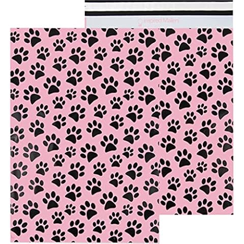 Inspired Mailers - Large Poly Mailers 14.5 x 19-50 Pack - Pink Puppy Paw Prints - Cute Shipping Bags - Mailing Envelopes - Shipping Envelopes - Mailers Poly Bags for Shipping Cover